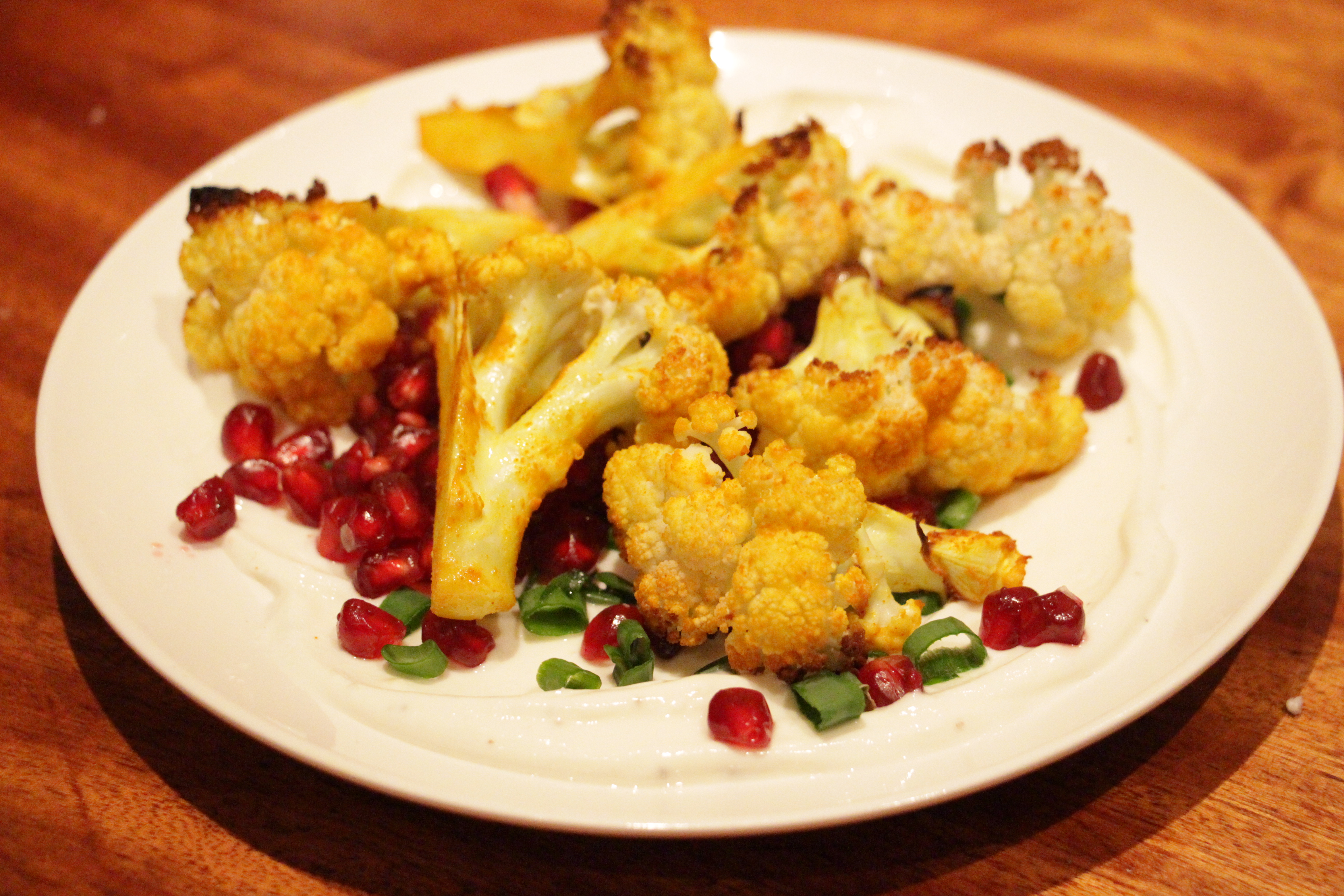 cauliflower with turmeric and pomegranate