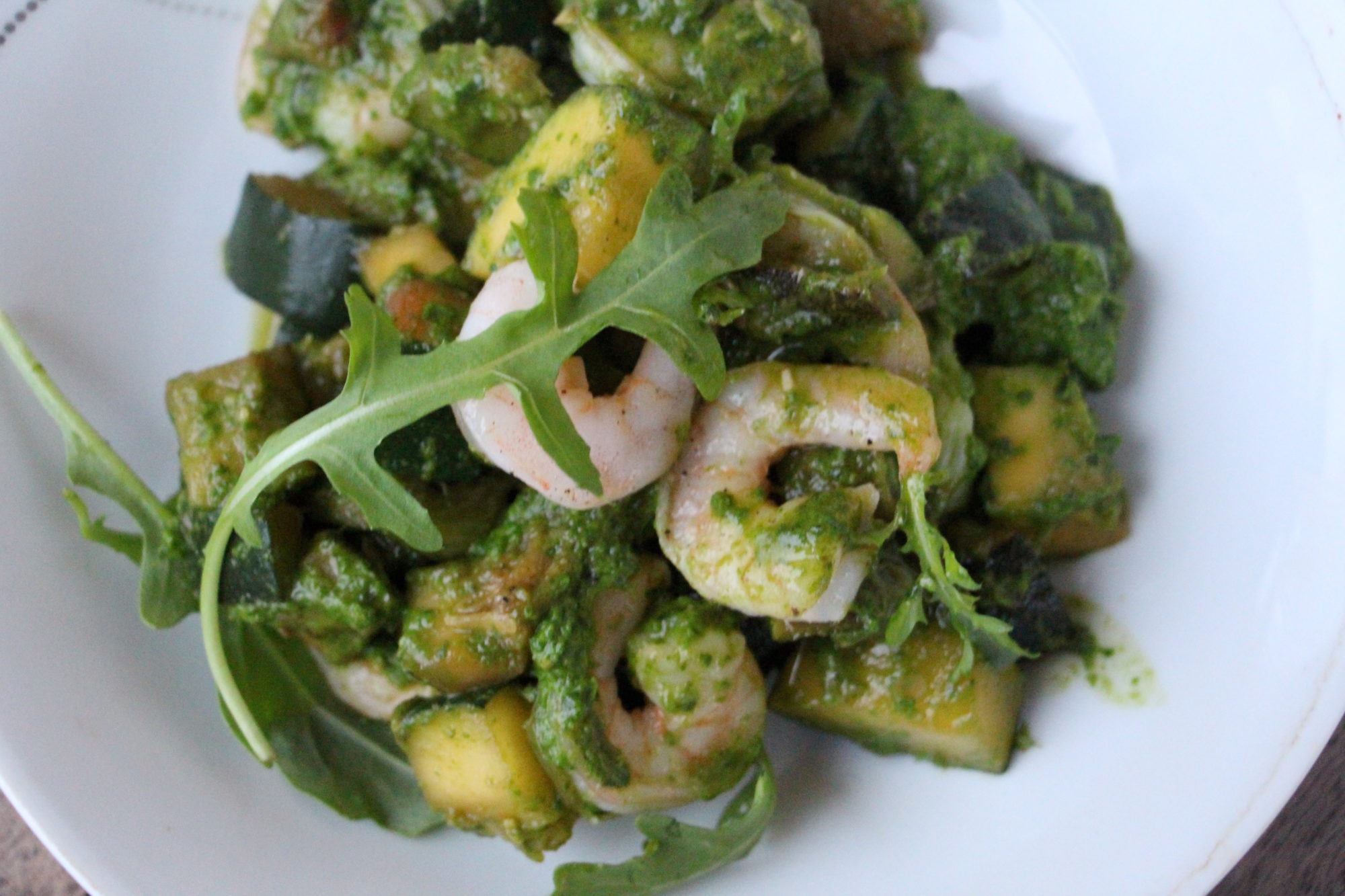 shrimp with arugula pesto