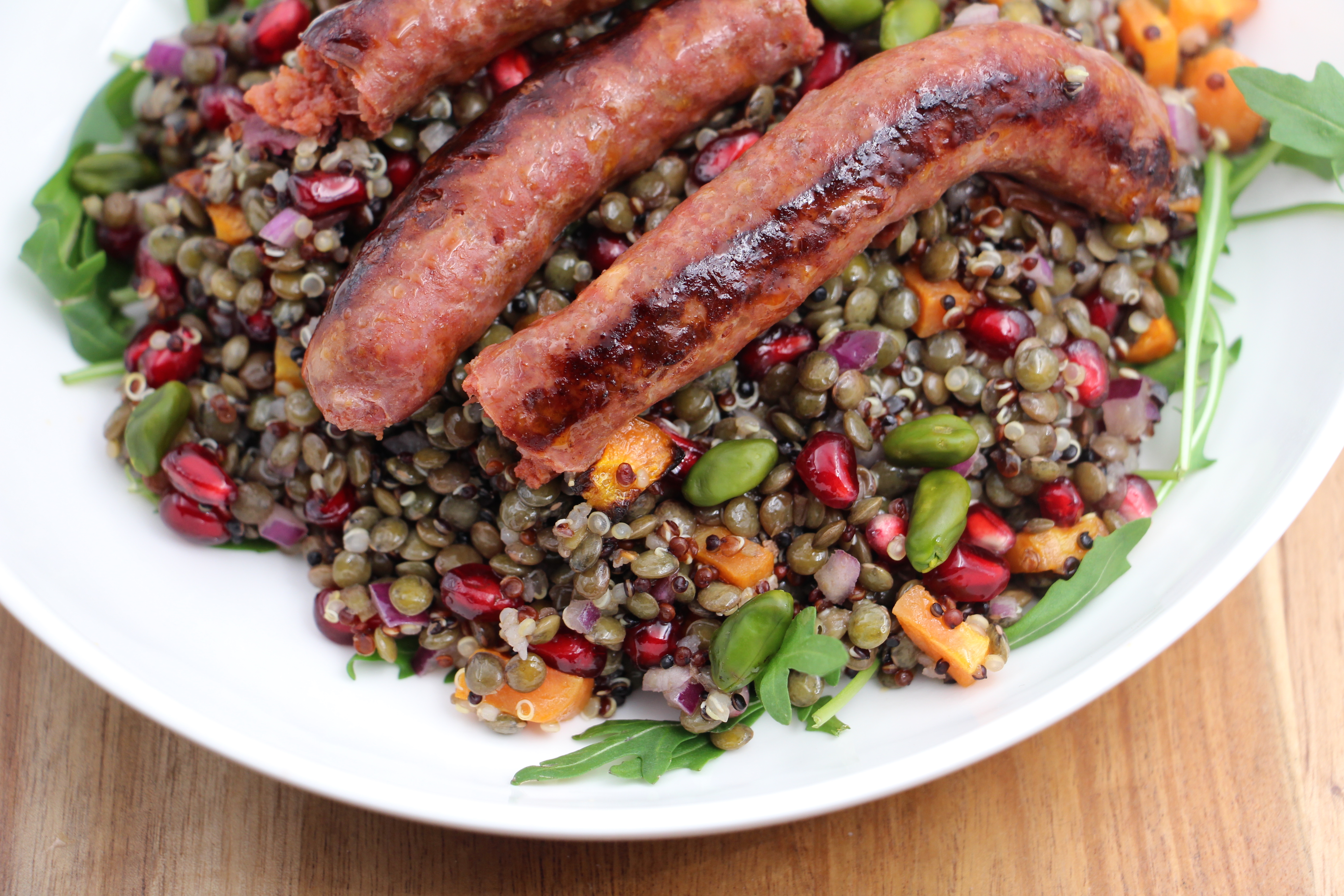 lentil salad with merguez