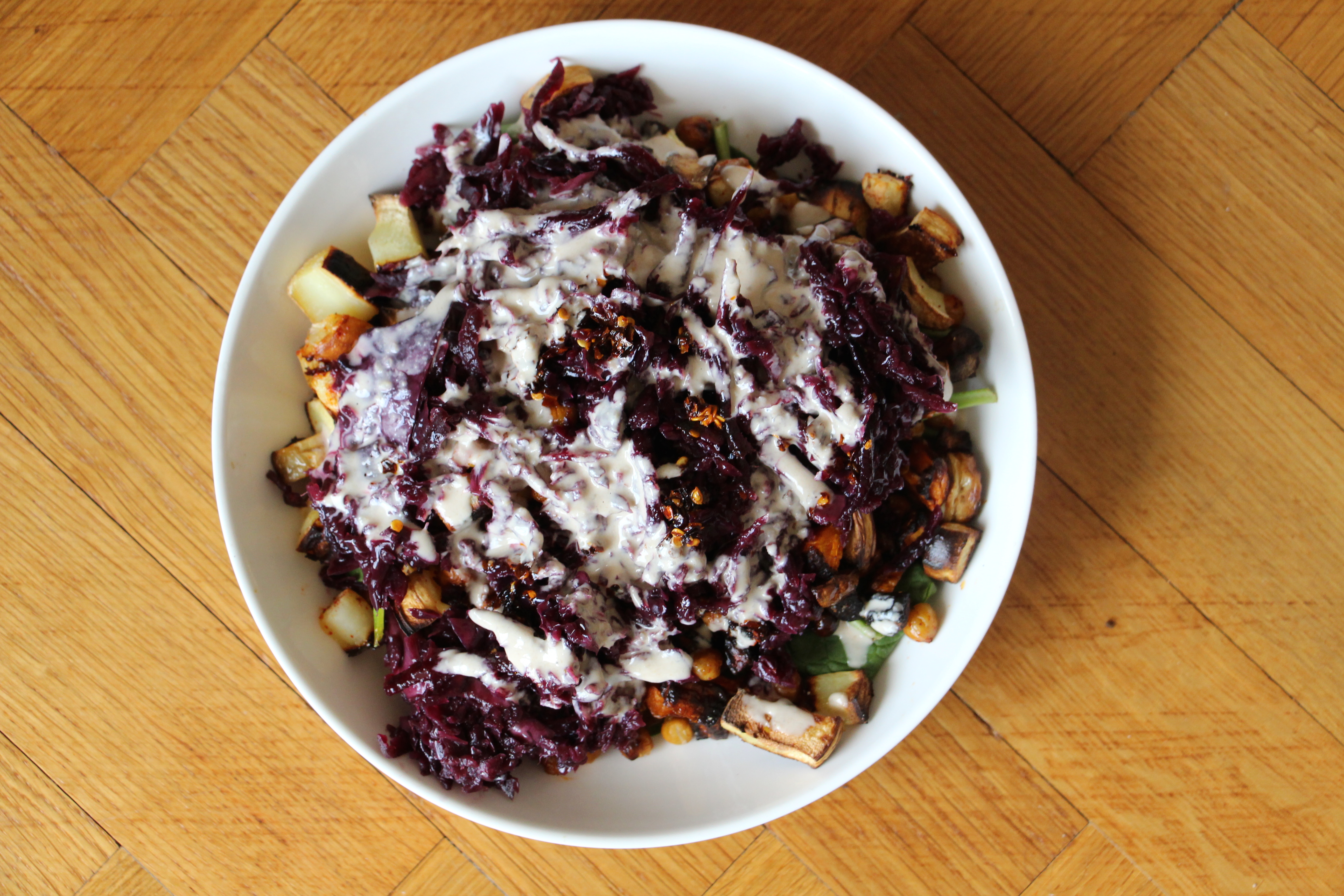 parsnip and sauerkraut buddha bowl